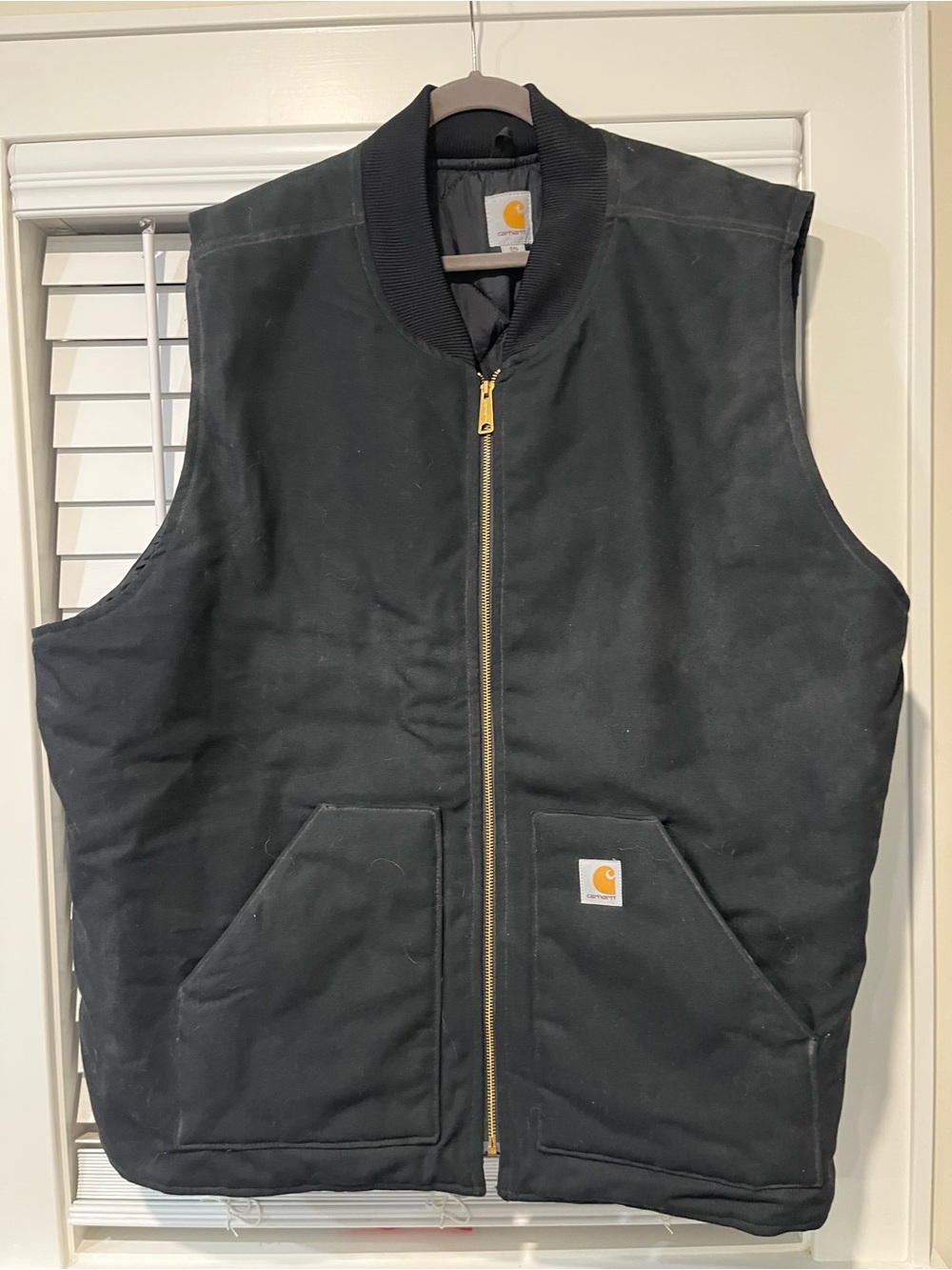 Carhartt Black Insulated Work Vest with Brass Zipper